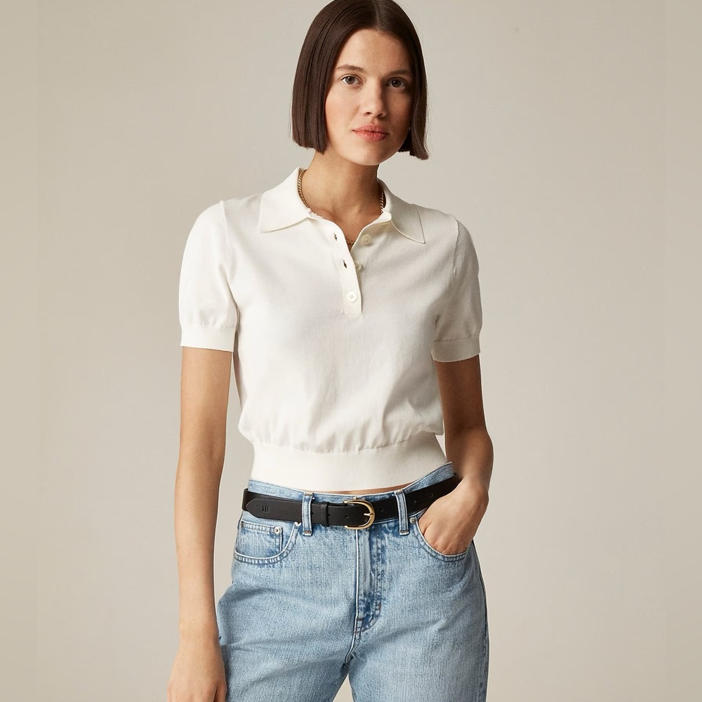 J.Crew Short-sleeve sweater-polo in premium ultra-fine cotton CG811